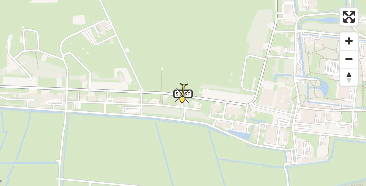 Vluchtroute Ambulancehelikopter van Vliegbasis Leeuwarden naar Vliegbasis Leeuwarden