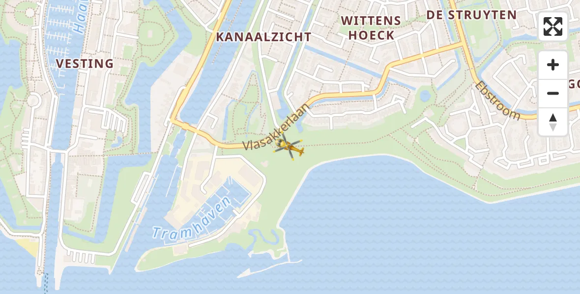 Vluchtroute Traumahelikopter Hellevoetsluis - Hellevoetsluis, 08 augustus 2024, 01:04
