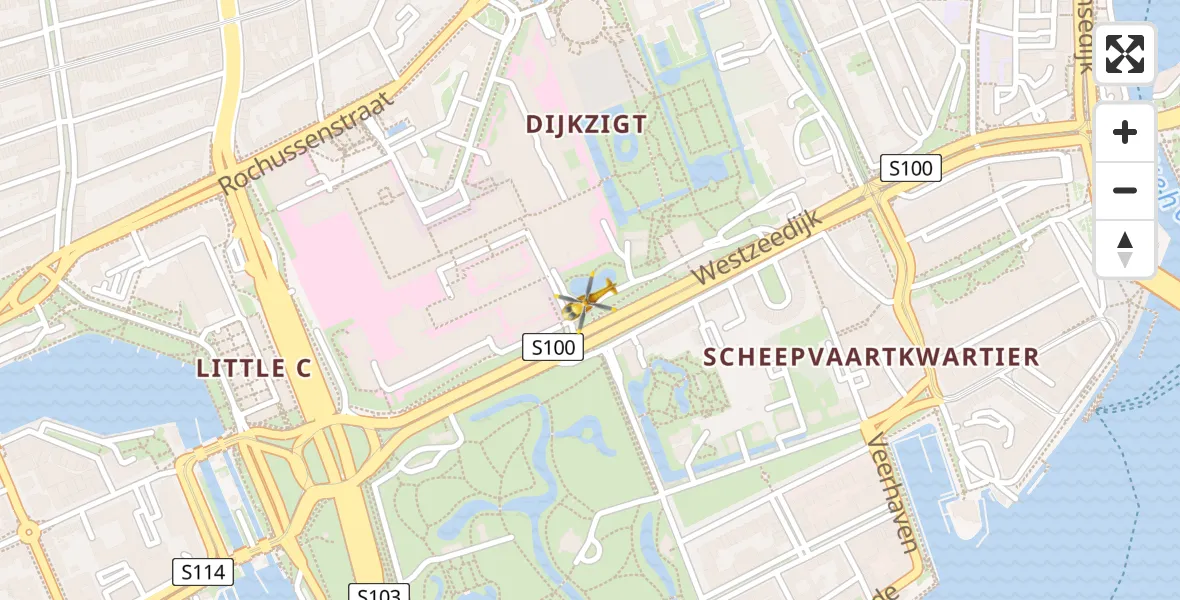 Vluchtroute Traumahelikopter Erasmus MC - Erasmus MC, 08 augustus 2024, 01:48
