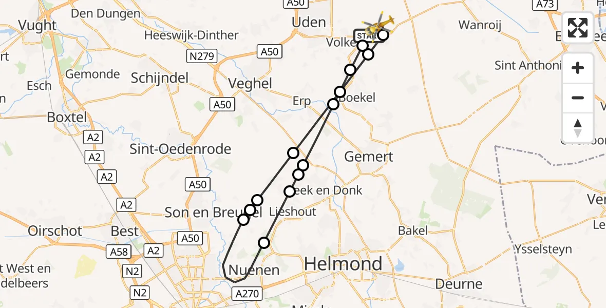 Vluchtroute Traumahelikopter Vliegbasis Volkel - Vliegbasis Volkel, 08 augustus 2024, 09:25
