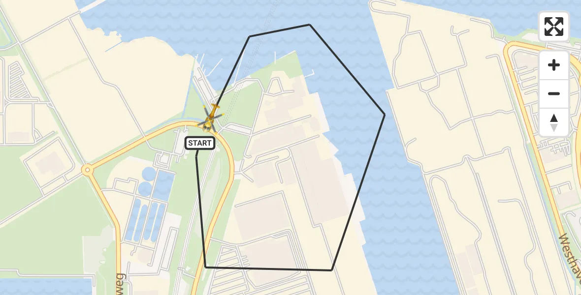 Routekaart van de vlucht: Lifeliner 1 naar Amsterdam Heliport, Elbaweg