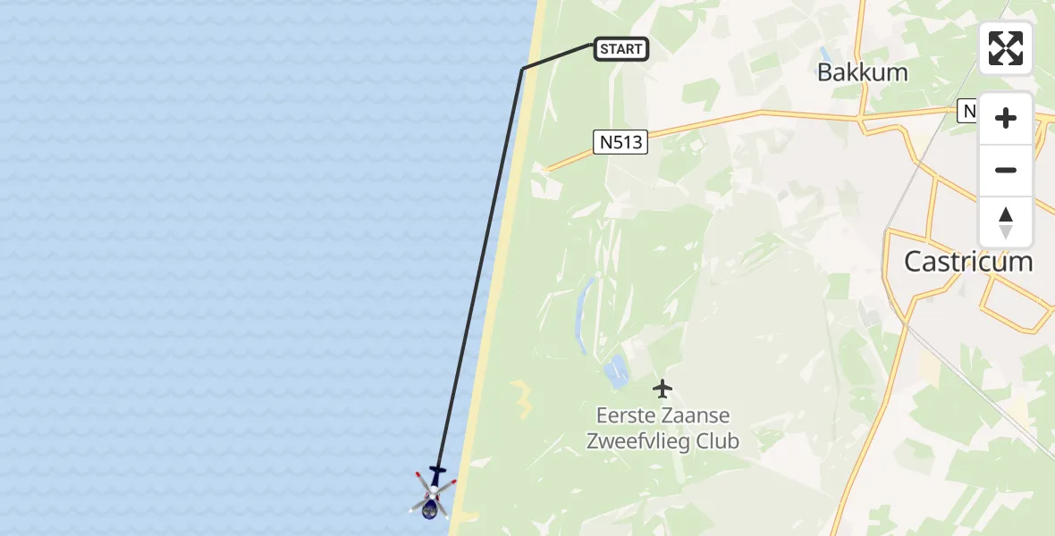 Vluchtroute Politiehelikopter Castricum - Heemskerk, 08 augustus 2024, 11:03