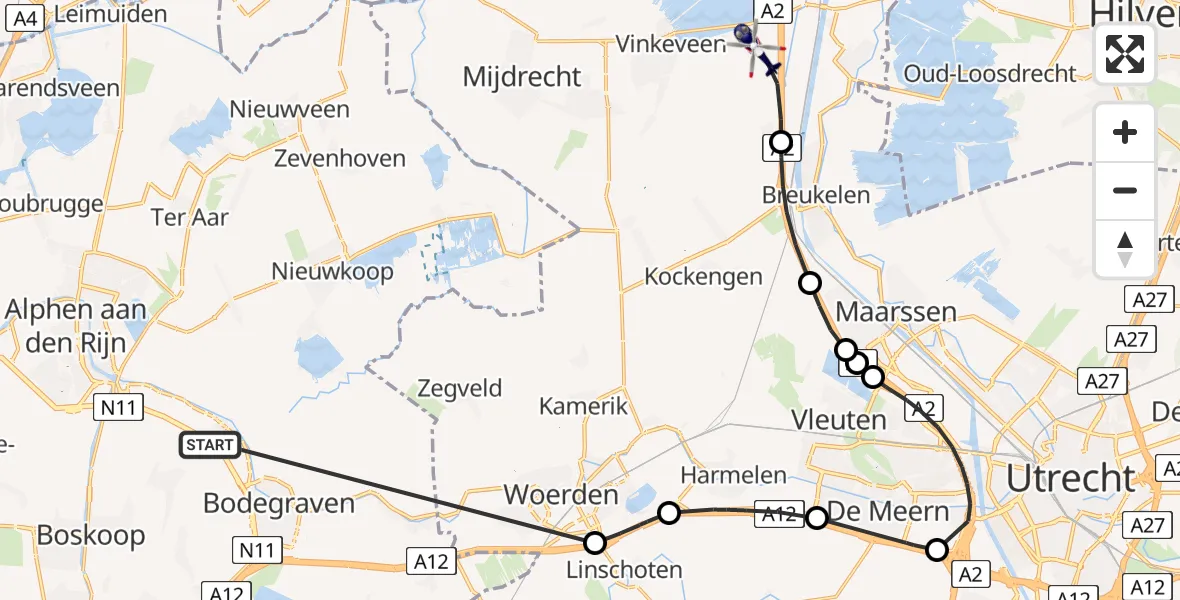 Vluchtroute Politiehelikopter Alphen aan den Rijn - Nieuwer Ter Aa, 08 augustus 2024, 11:43