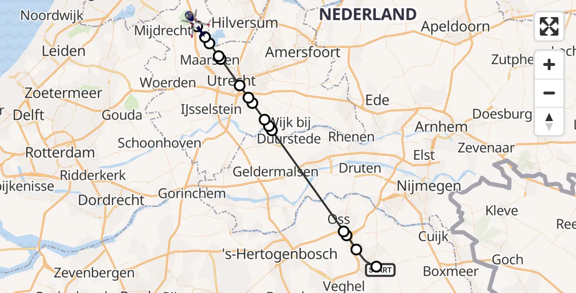 Vluchtroute Politiehelikopter Vliegbasis Volkel - Nieuwer Ter Aa, 08 augustus 2024, 13:01