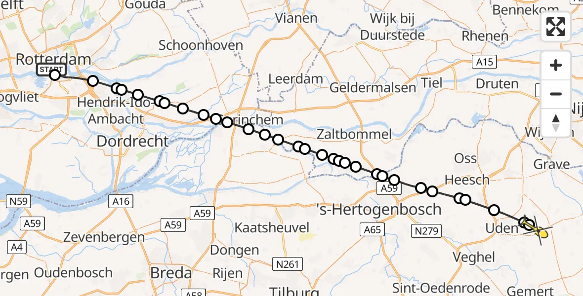 Routekaart van de vlucht: Lifeliner 3 naar Vliegbasis Volkel, Parkhaven