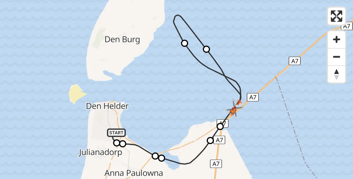 Vluchtroute Kustwachthelikopter Vliegveld De Kooy - Den Oever, 08 augustus 2024, 13:45