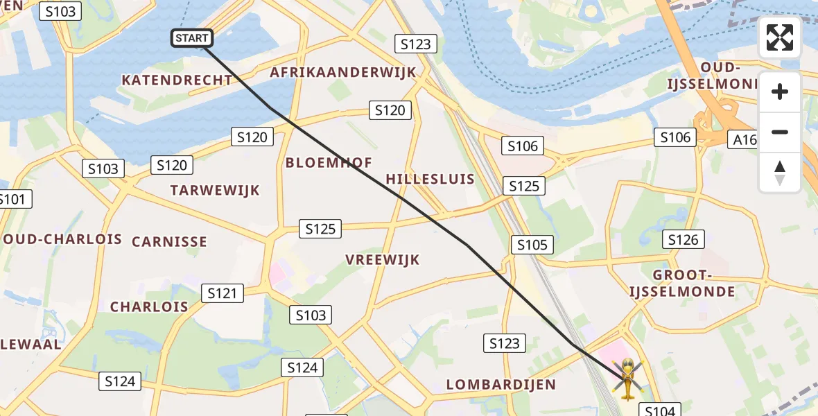Vluchtroute Traumahelikopter Rotterdam - Rotterdam, 08 augustus 2024, 15:04