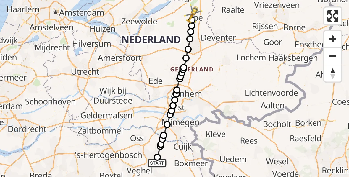 Vluchtroute Traumahelikopter Vliegbasis Volkel - Epe, 08 augustus 2024, 15:20