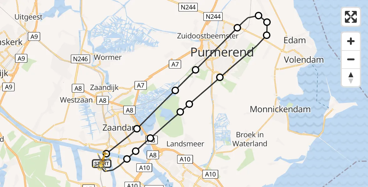 Vluchtroute Traumahelikopter Amsterdam Heliport - Amsterdam Heliport, 08 augustus 2024, 16:37