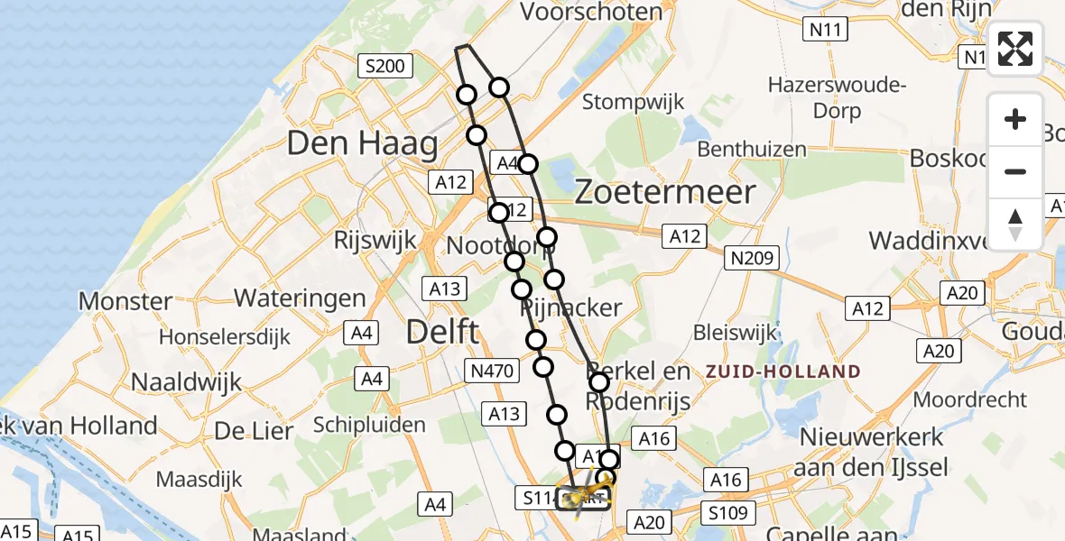 Vluchtroute Traumahelikopter Rotterdam The Hague Airport - Rotterdam The Hague Airport, 08 augustus 2024, 16:43