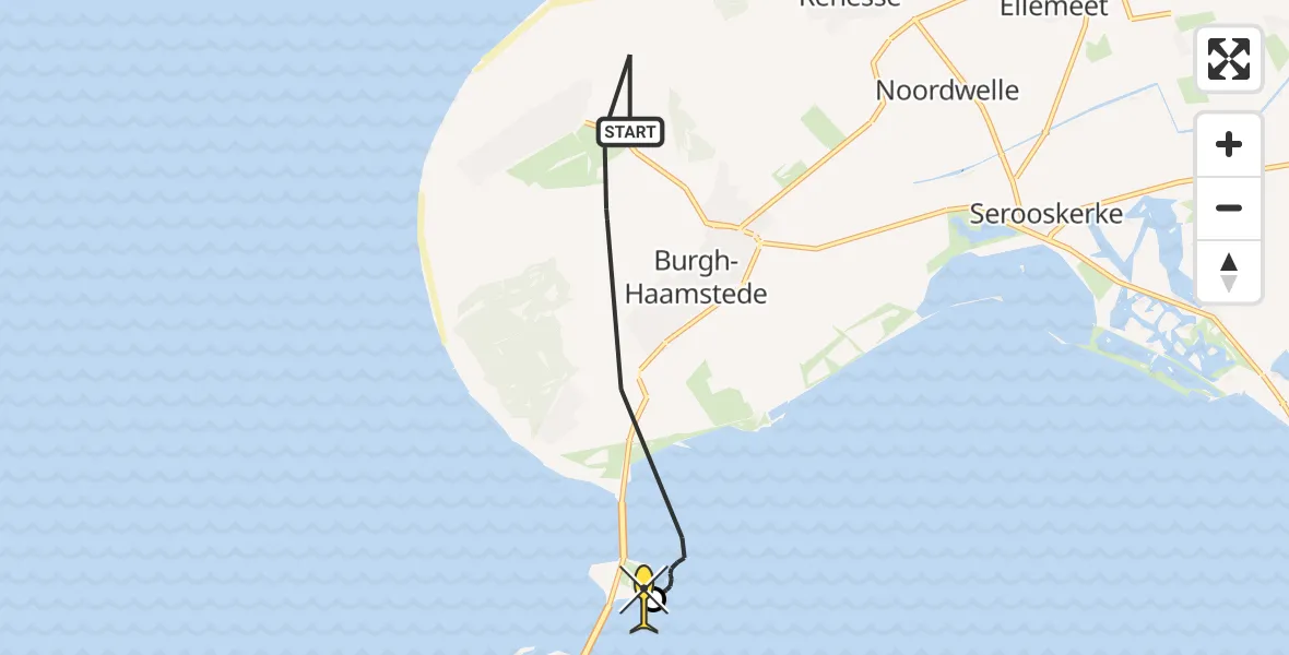 Routekaart van de vlucht: Kustwachthelikopter naar Maireweg