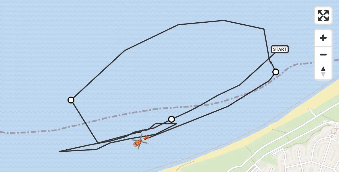 Vluchtroute Kustwachthelikopter Vrouwenpolder - Kamperland, 08 augustus 2024, 18:07