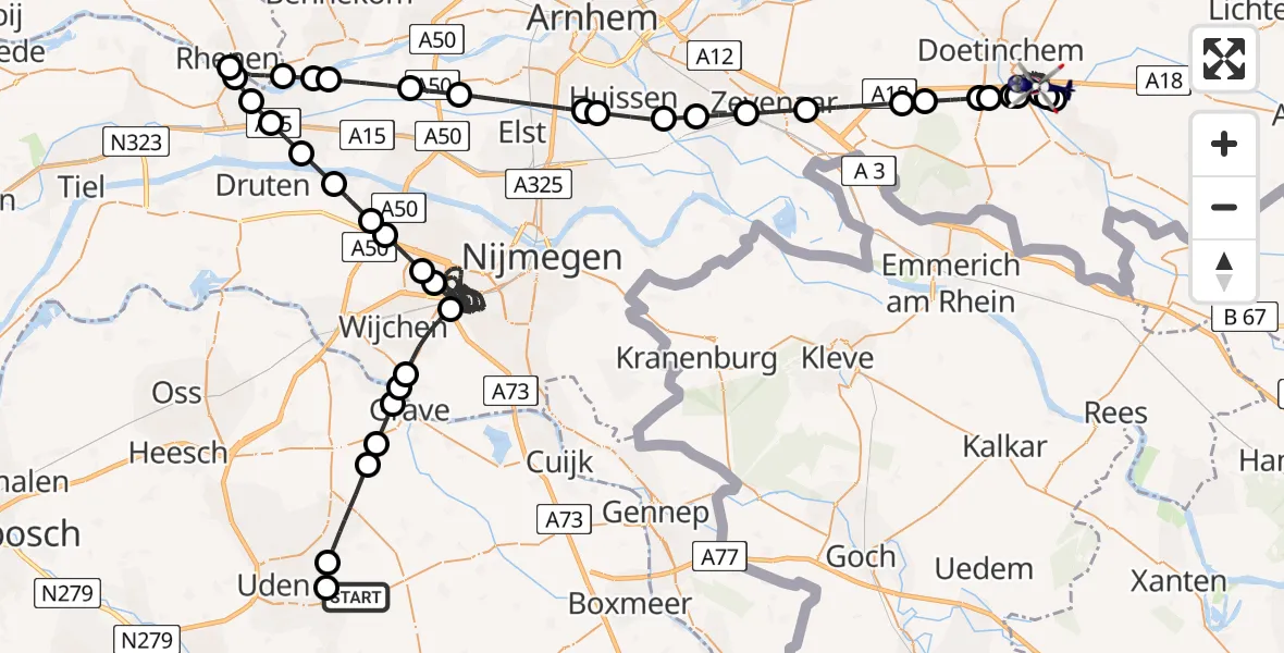 Routekaart van de vlucht: Politiehelikopter naar Doetinchem, Venstraat