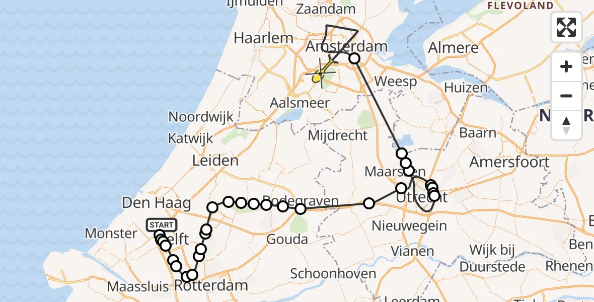 Routekaart van de vlucht: Politiehelikopter naar Amsterdam, Bosgang