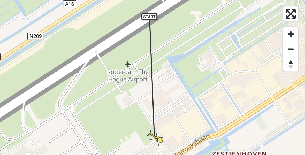 Routekaart van de vlucht: Lifeliner 2 naar Rotterdam The Hague Airport, Brandenburgbaan