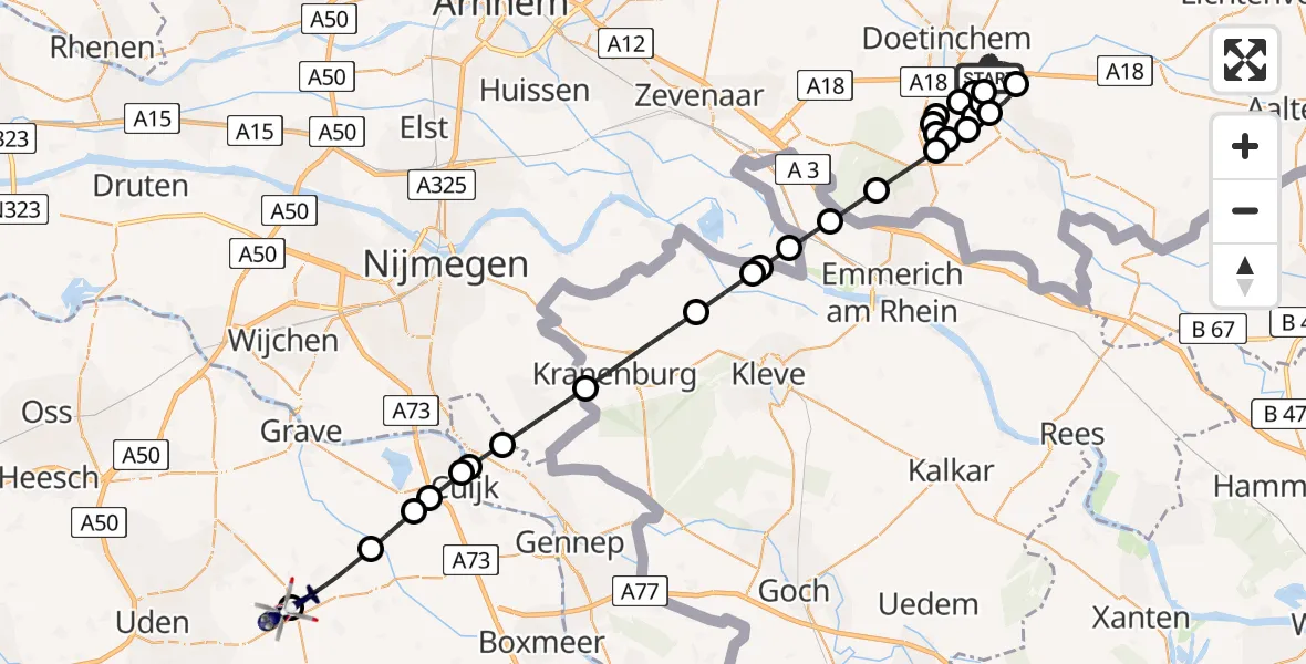 Vluchtroute Politiehelikopter Doetinchem - Odiliapeel, 08 augustus 2024, 19:51