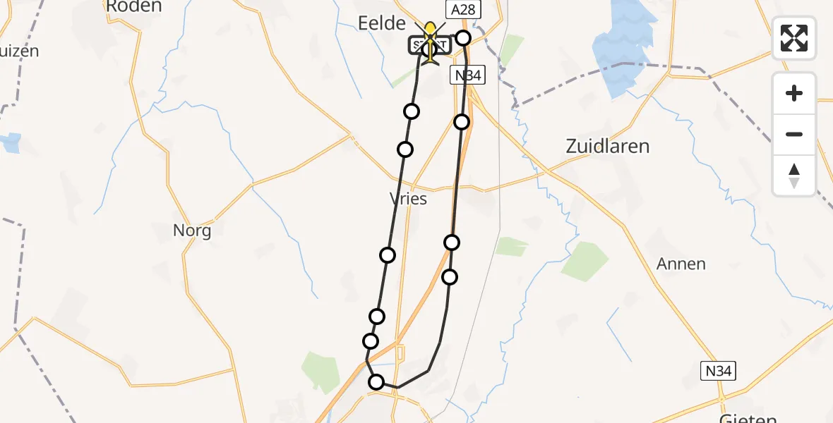 Routekaart van de vlucht: Lifeliner 4 naar Groningen Airport Eelde, Vissersweg