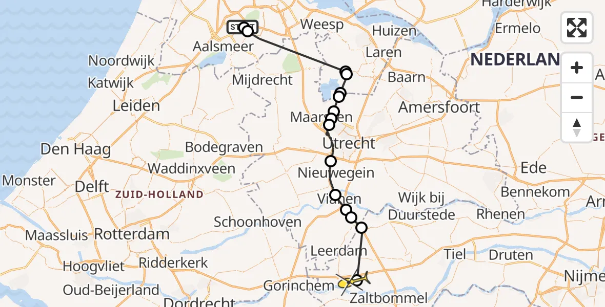 Routekaart van de vlucht: Politieheli naar Herwijnen, Kleine Noorddijk