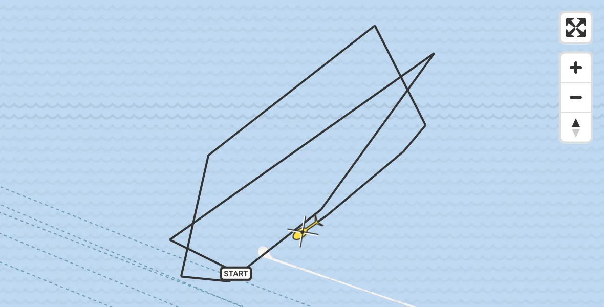 Routekaart van de vlucht: Politieheli naar Hoek van Holland, Maasgeul