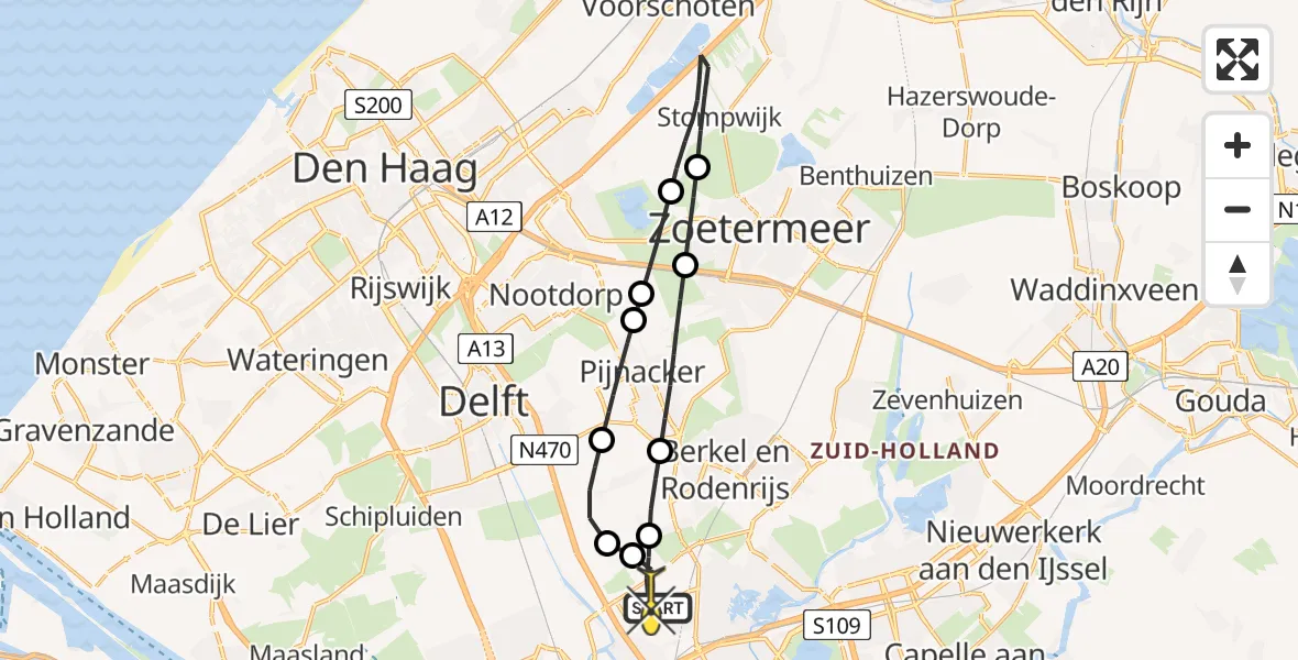 Routekaart van de vlucht: Lifeliner 2 naar Rotterdam The Hague Airport, Oude Bovendijk