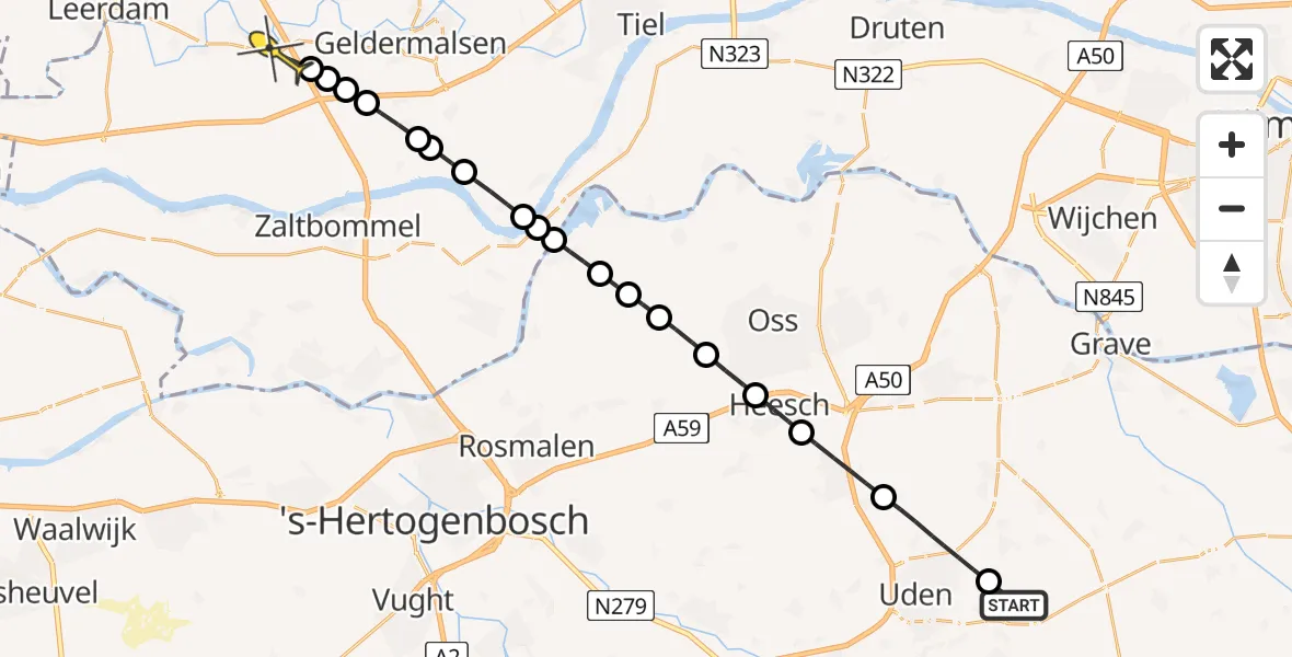 Routekaart van de vlucht: Lifeliner 3 naar Enspijk, Osseweg