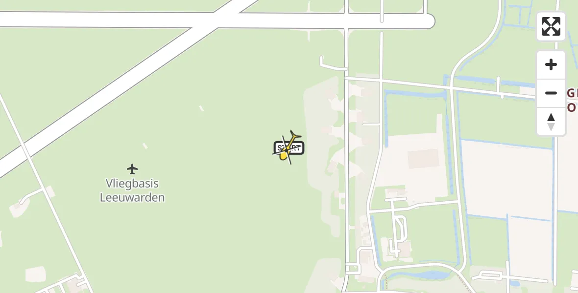 Vluchtroute Ambulancehelikopter van Vliegbasis Leeuwarden naar Vliegbasis Leeuwarden