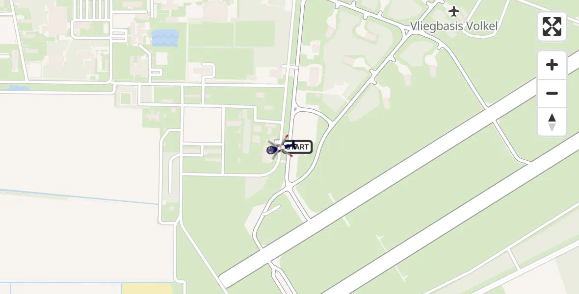 Routekaart van de vlucht: Politiehelikopter naar Vliegbasis Volkel, Zeelandsedijk