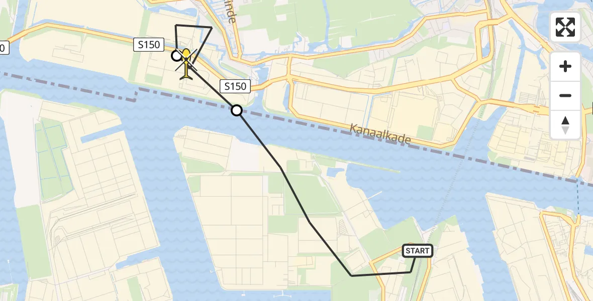 Routekaart van de vlucht: Lifeliner 1 naar Westzaan, Santoriniweg