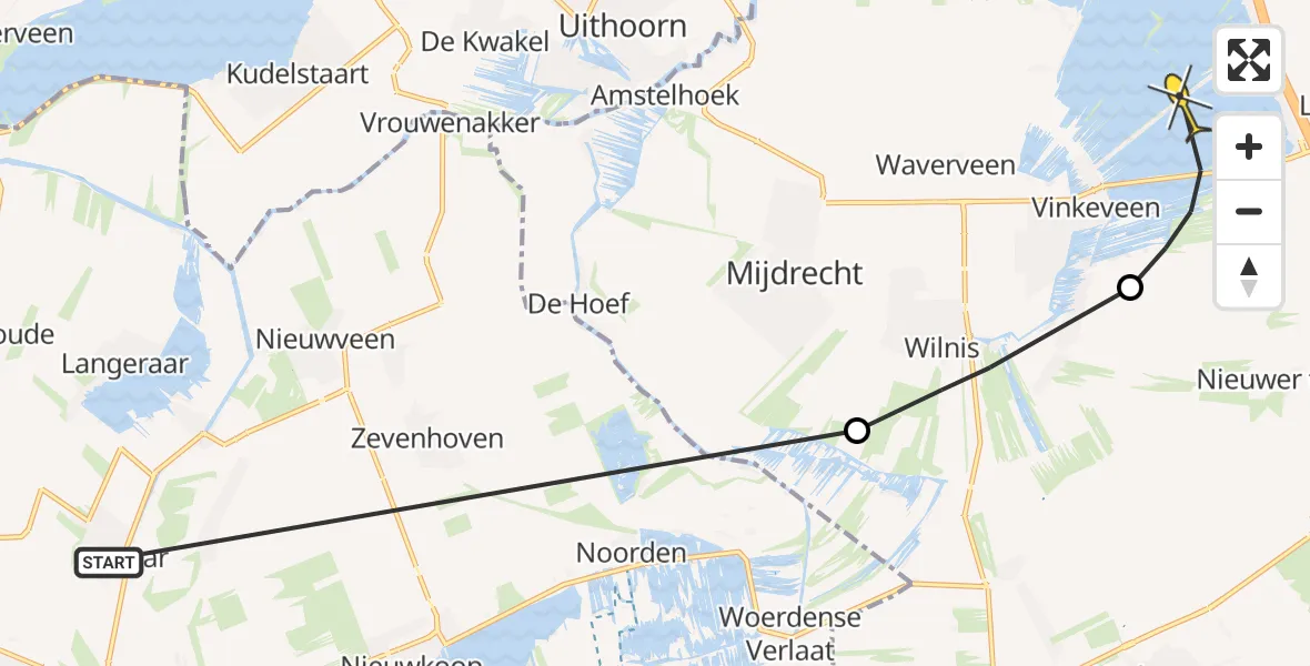 Routekaart van de vlucht: Politiehelikopter naar Vinkeveen, Burgemeester Padmosweg