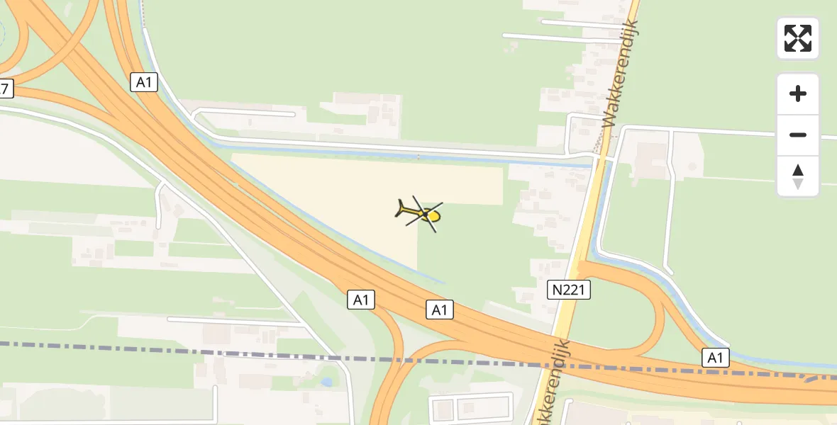 Routekaart van de vlucht: Politiehelikopter naar Eemnes