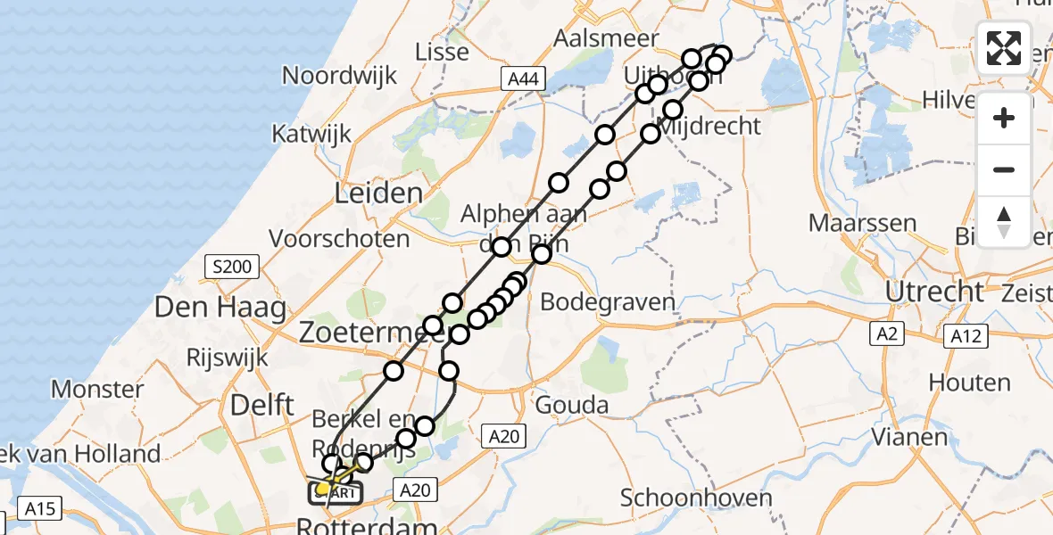 Routekaart van de vlucht: Lifeliner 2 naar Rotterdam The Hague Airport, Waver