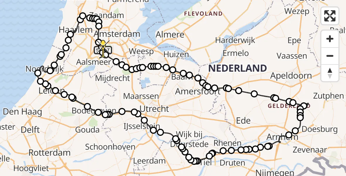 Routekaart van de vlucht: Politieheli naar Schiphol, Westerkimweg