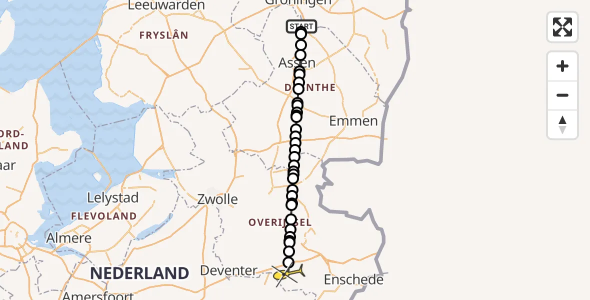 Routekaart van de vlucht: Lifeliner 4 naar Markelo, Kerkweg