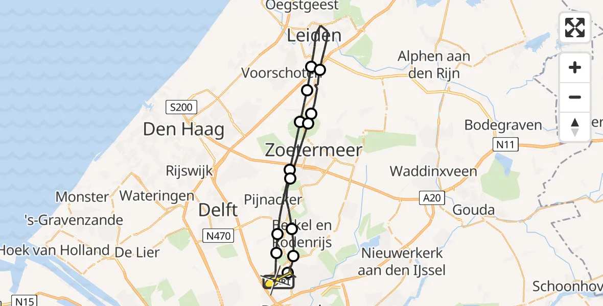 Routekaart van de vlucht: Lifeliner 2 naar Rotterdam The Hague Airport, Wattstraat