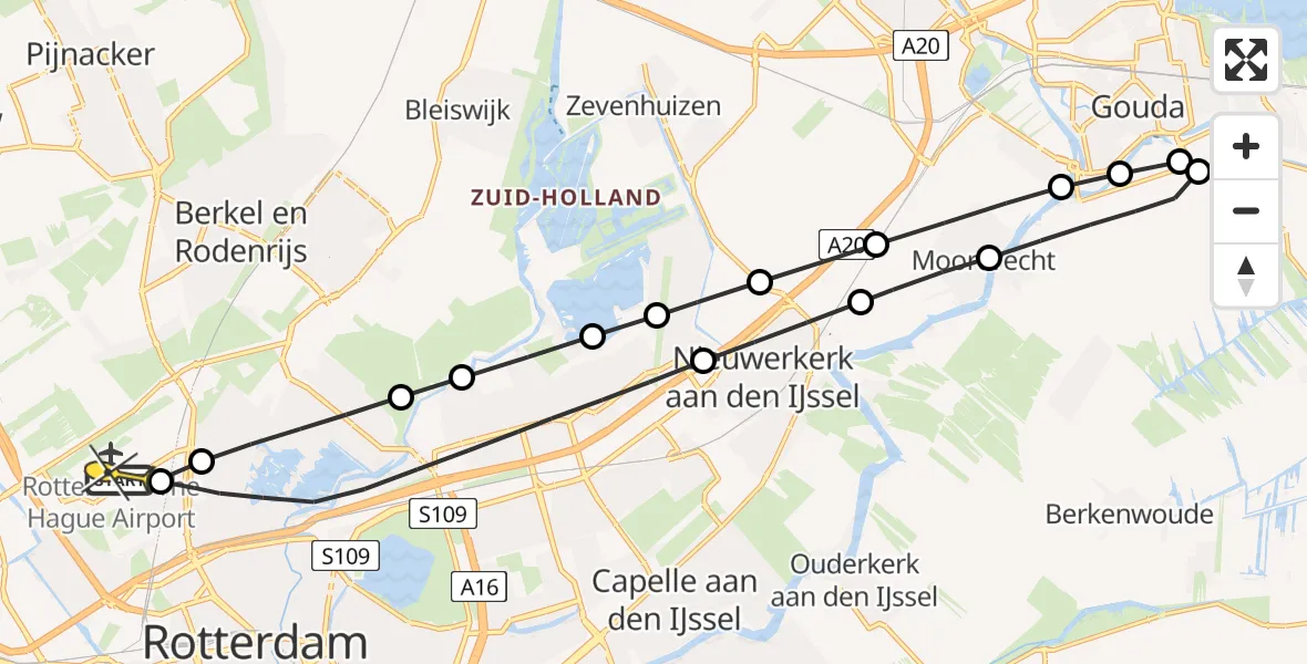 Routekaart van de vlucht: Lifeliner 2 naar Rotterdam The Hague Airport, Edsger Dijkstralaan