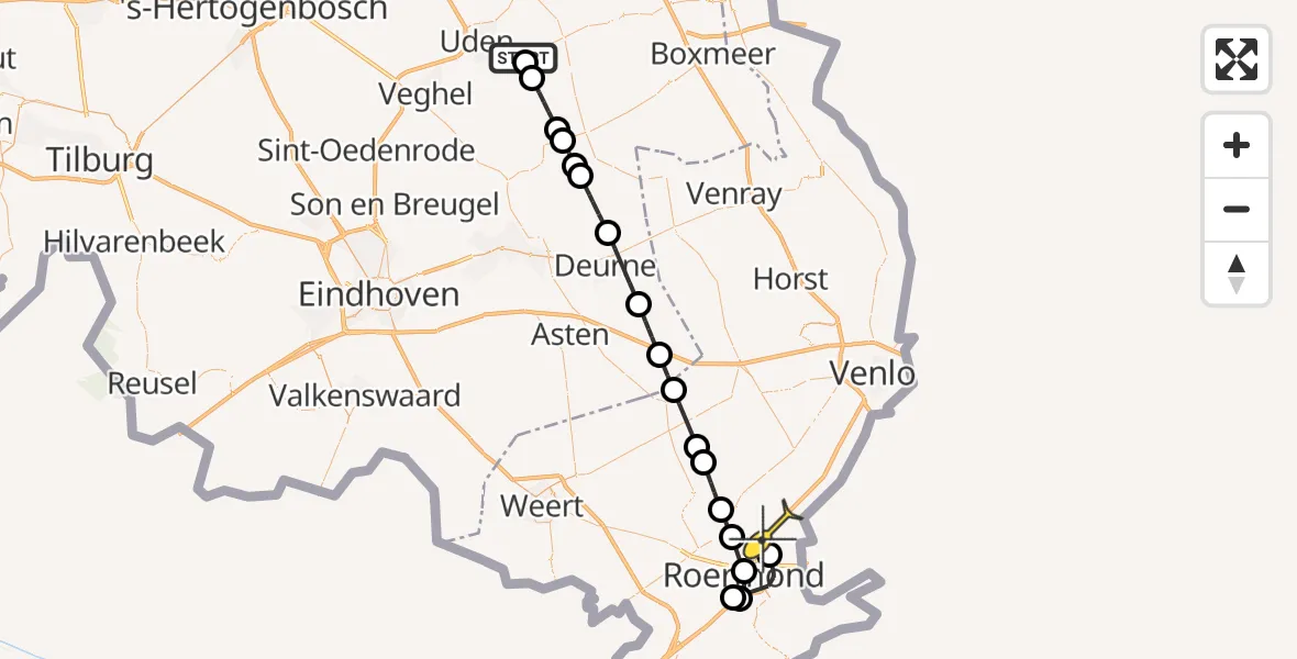 Routekaart van de vlucht: Lifeliner 3 naar Swalmen, Scheidingsweg