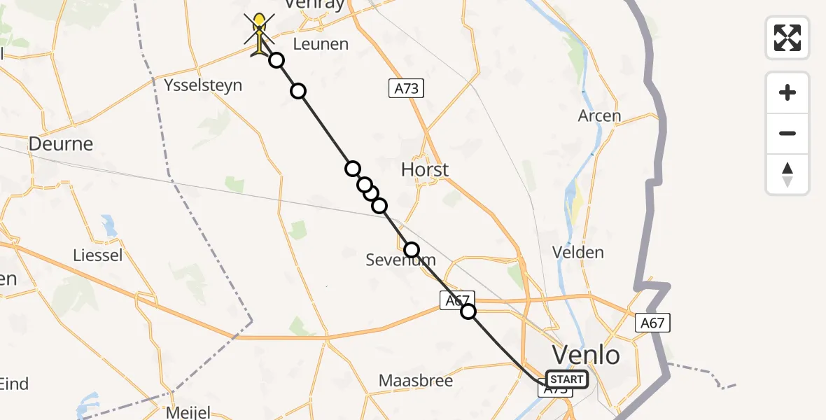 Routekaart van de vlucht: Lifeliner 3 naar Heide, Horatiuslaan