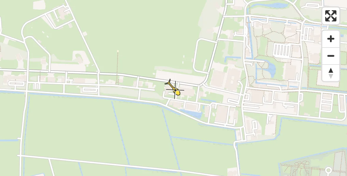 Vluchtroute Ambulancehelikopter van Vliegbasis Leeuwarden naar Vliegbasis Leeuwarden