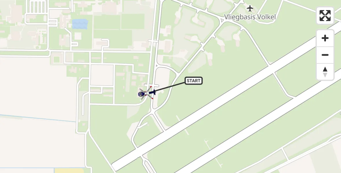 Vluchtroute Politiehelikopter van Vliegbasis Volkel naar Vliegbasis Volkel