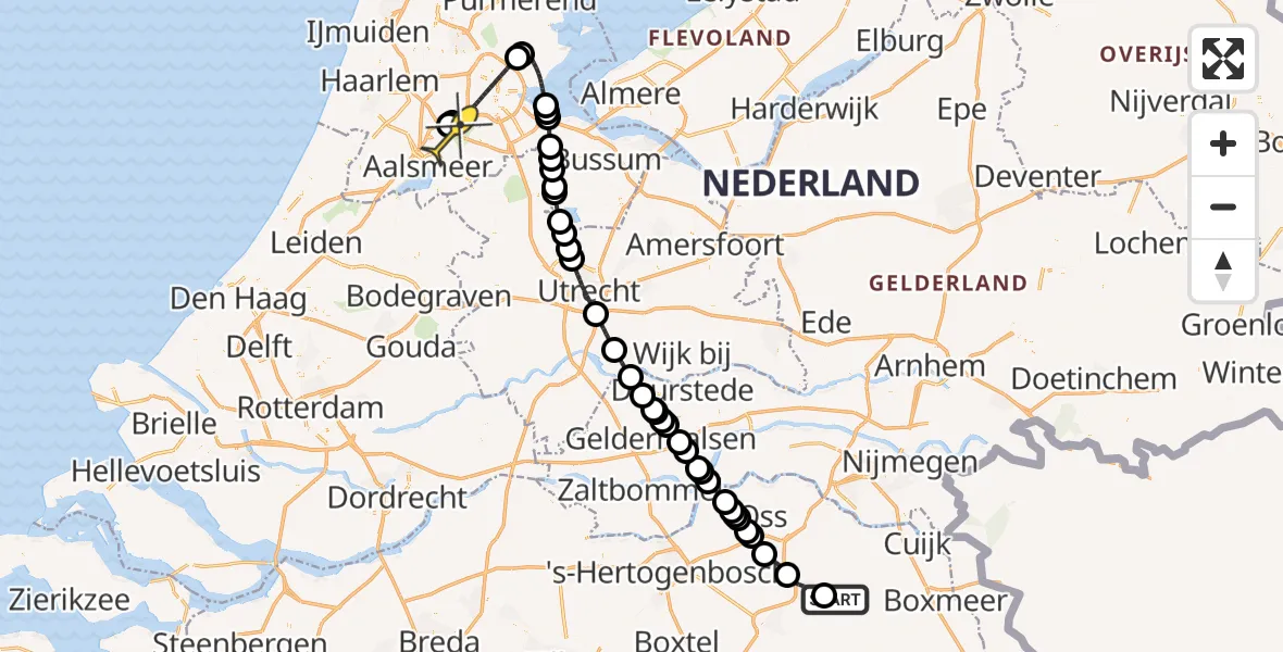 Routekaart van de vlucht: Politieheli naar Schiphol, Zeelandsedijk