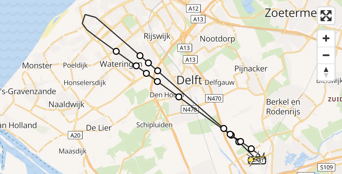 Routekaart van de vlucht: Lifeliner 2 naar Rotterdam The Hague Airport, Hofweg