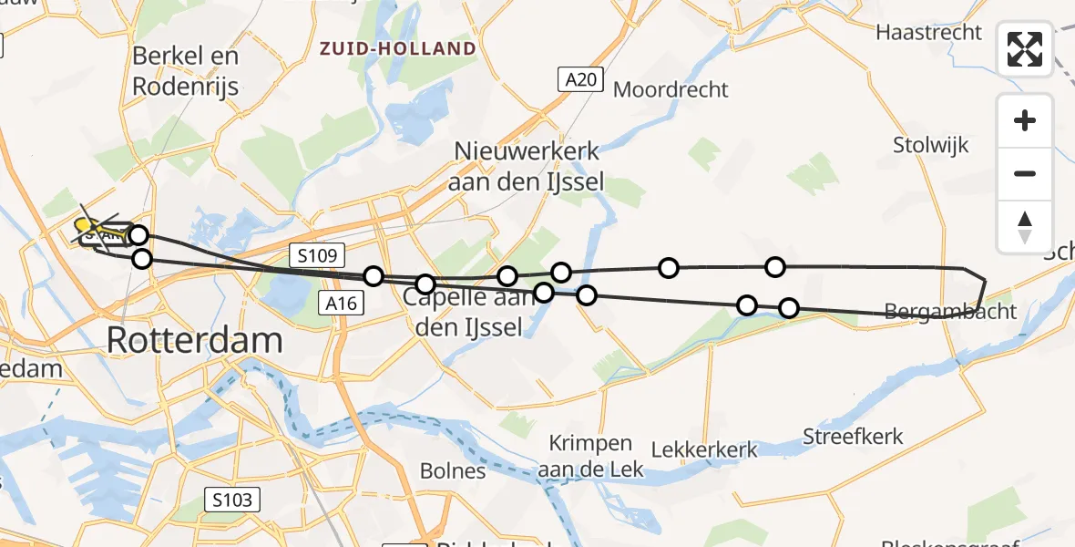 Routekaart van de vlucht: Lifeliner 2 naar Rotterdam The Hague Airport, Van Leeuwenhoekhof