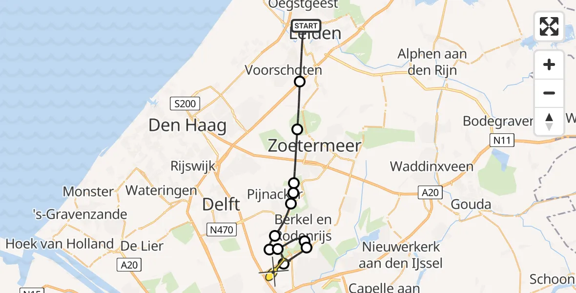 Routekaart van de vlucht: Lifeliner 2 naar Rotterdam The Hague Airport, Thea Beckmanstraat