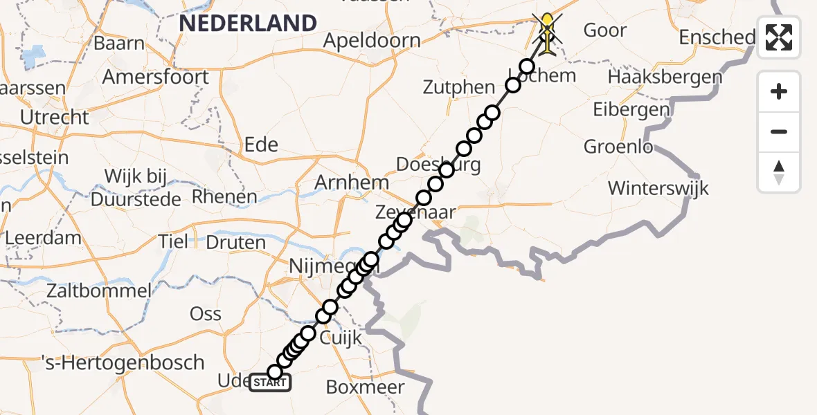 Routekaart van de vlucht: Lifeliner 3 naar Markelo, Houtvennen