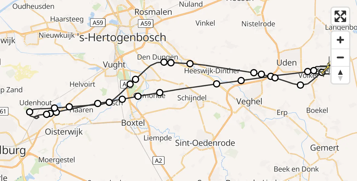 Routekaart van de vlucht: Lifeliner 3 naar Vliegbasis Volkel, Rondweg Volkel