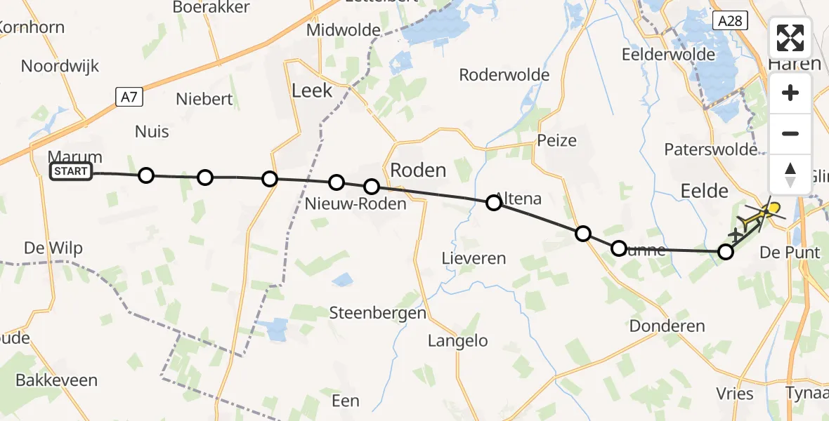 Routekaart van de vlucht: Lifeliner 4 naar Groningen Airport Eelde, Pierswijk