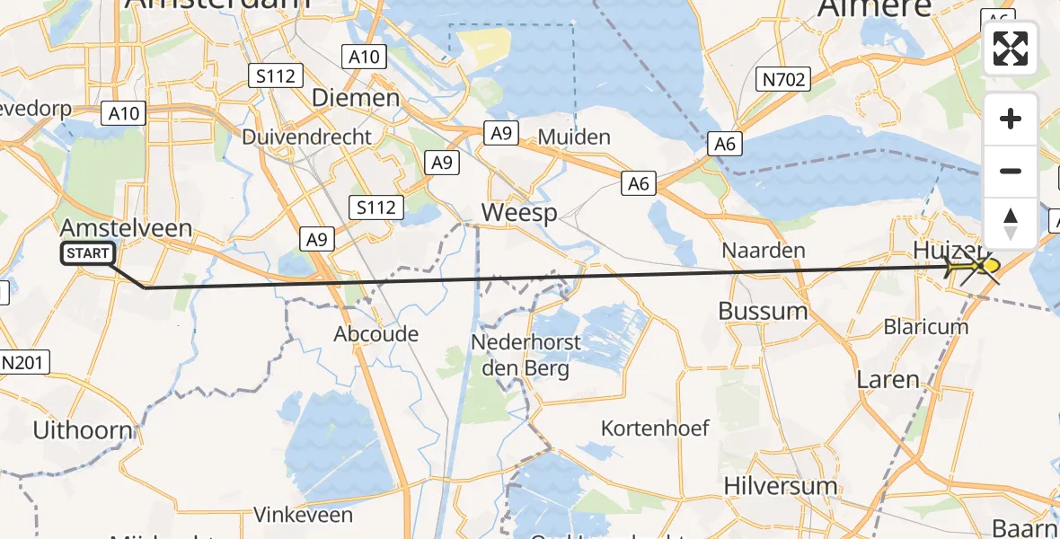 Routekaart van de vlucht: Politiehelikopter naar Huizen, Boogschutter