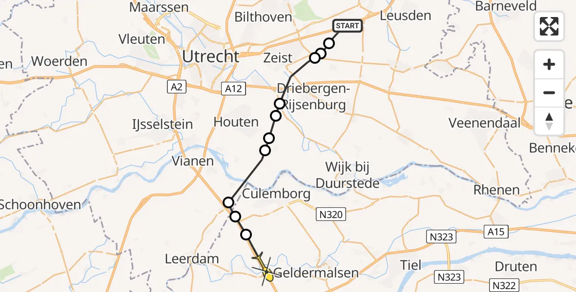 Routekaart van de vlucht: Politiehelikopter naar Enspijk, Snelsteeg