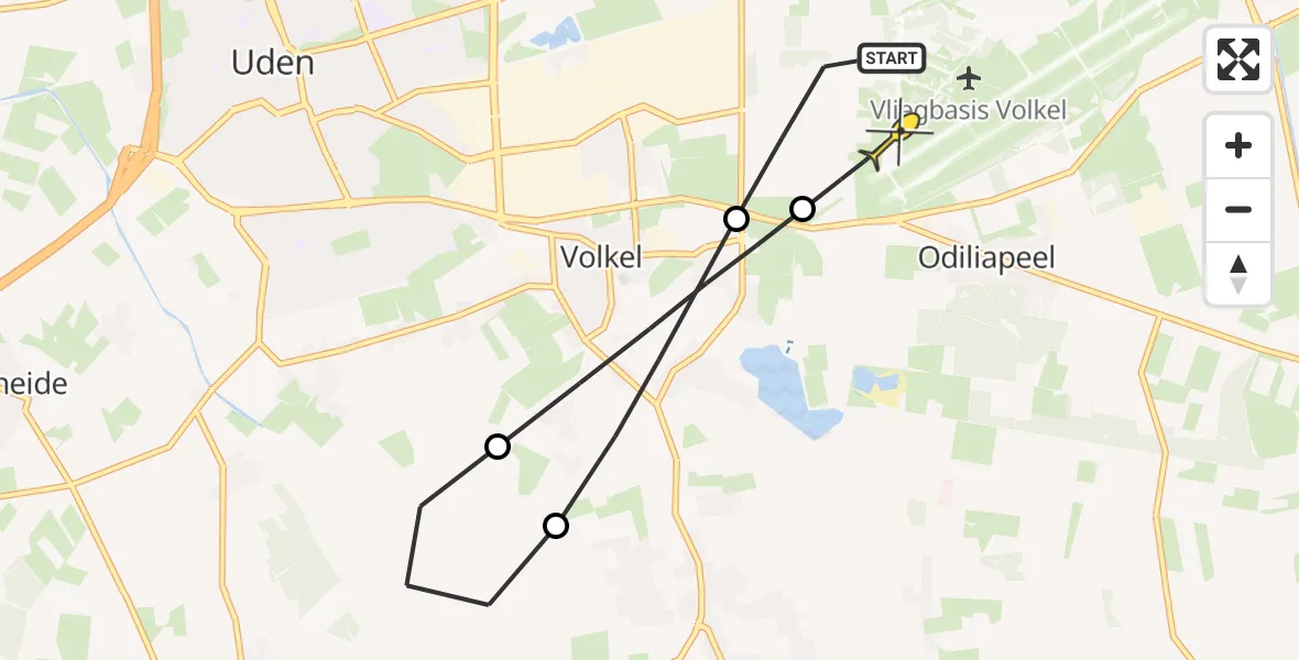 Routekaart van de vlucht: Lifeliner 3 naar Vliegbasis Volkel, Manenwolf