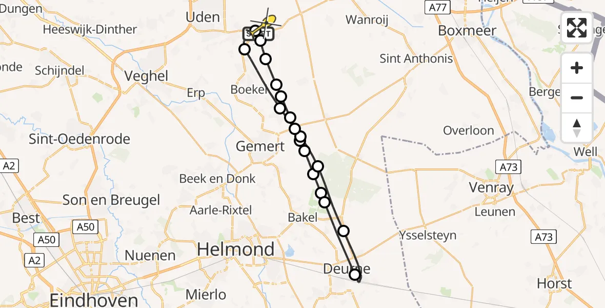 Routekaart van de vlucht: Lifeliner 3 naar Vliegbasis Volkel, Vlinderplas